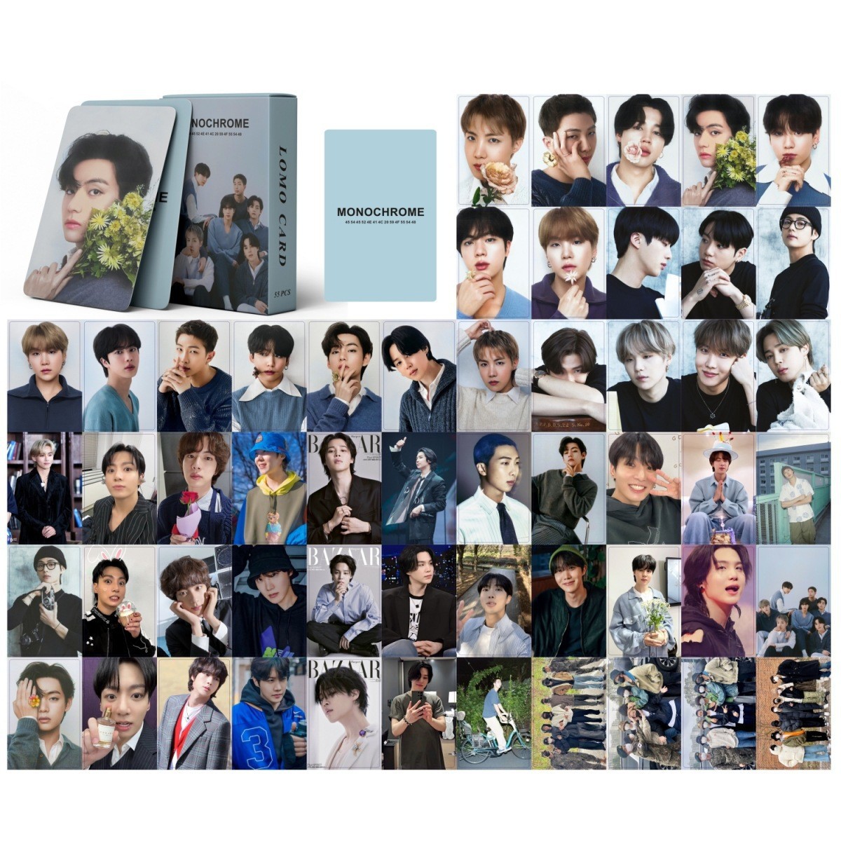 Photography Portfolio - 55pcs Bt21 Monochrome Lomo Cards Kpop