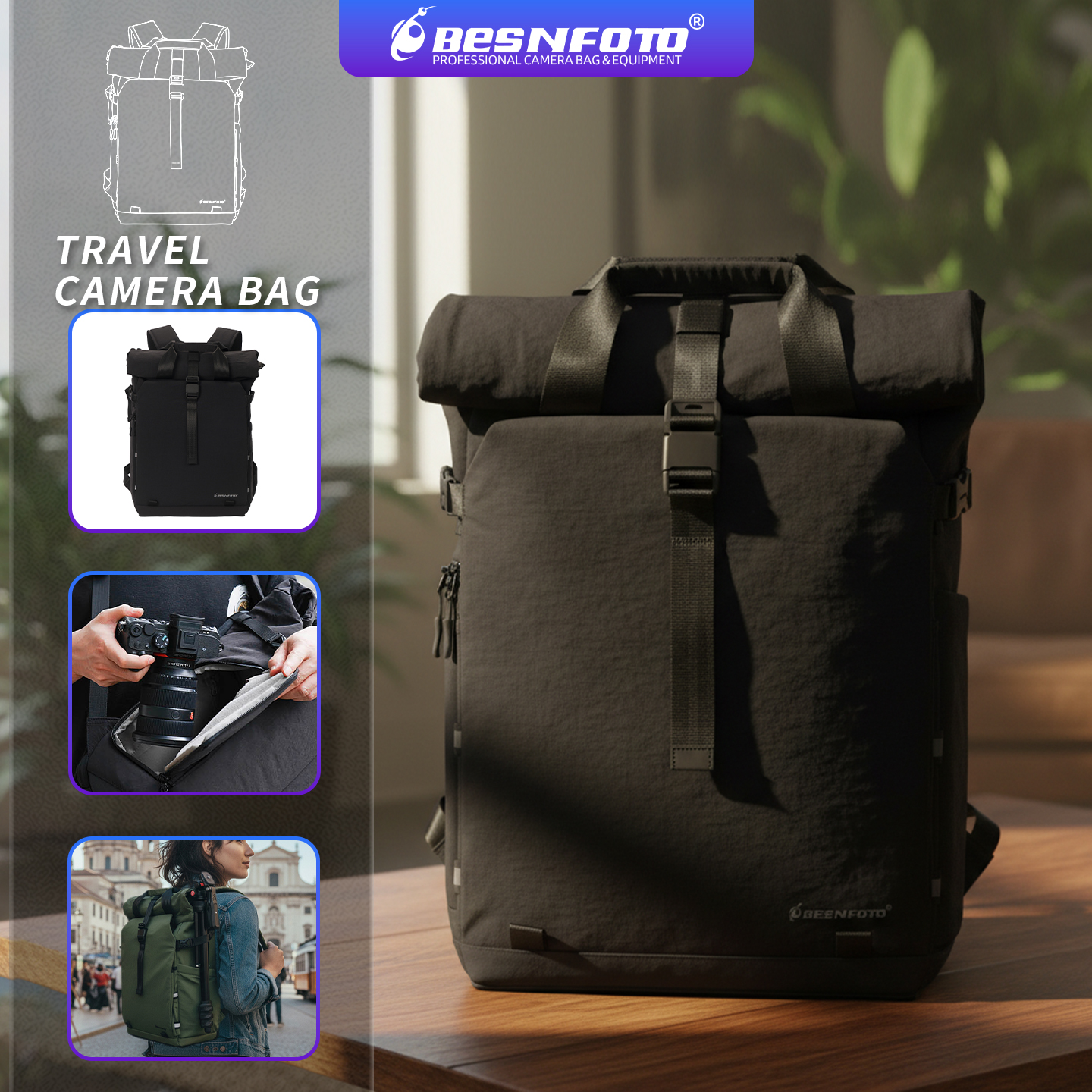Photography Zone System - Besnfoto Professional Camera Backpack Waterproof Expandable