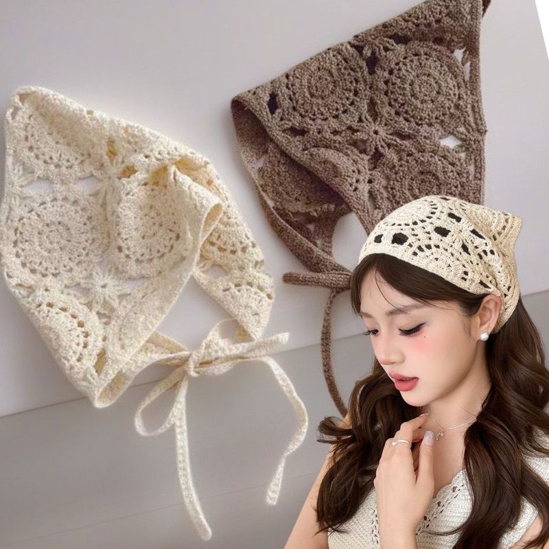 Photography Triangle - Retro Knitted Triangle Headband Handmade Crochet