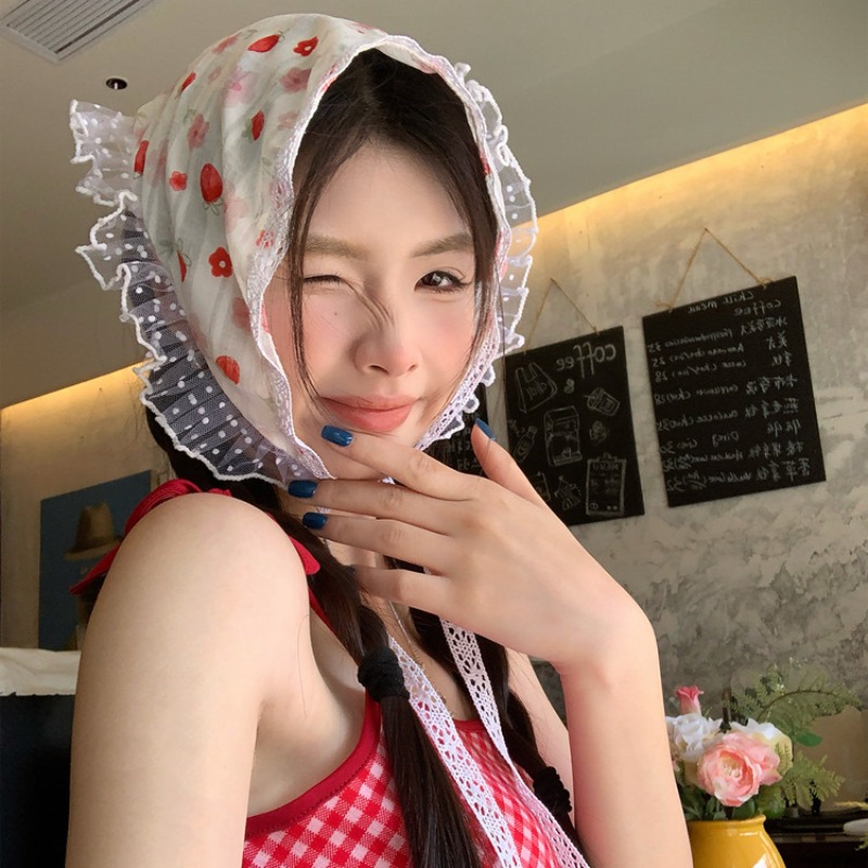 Photography Triangle - Triangle Headscarf Decoration for Girls Strawberry