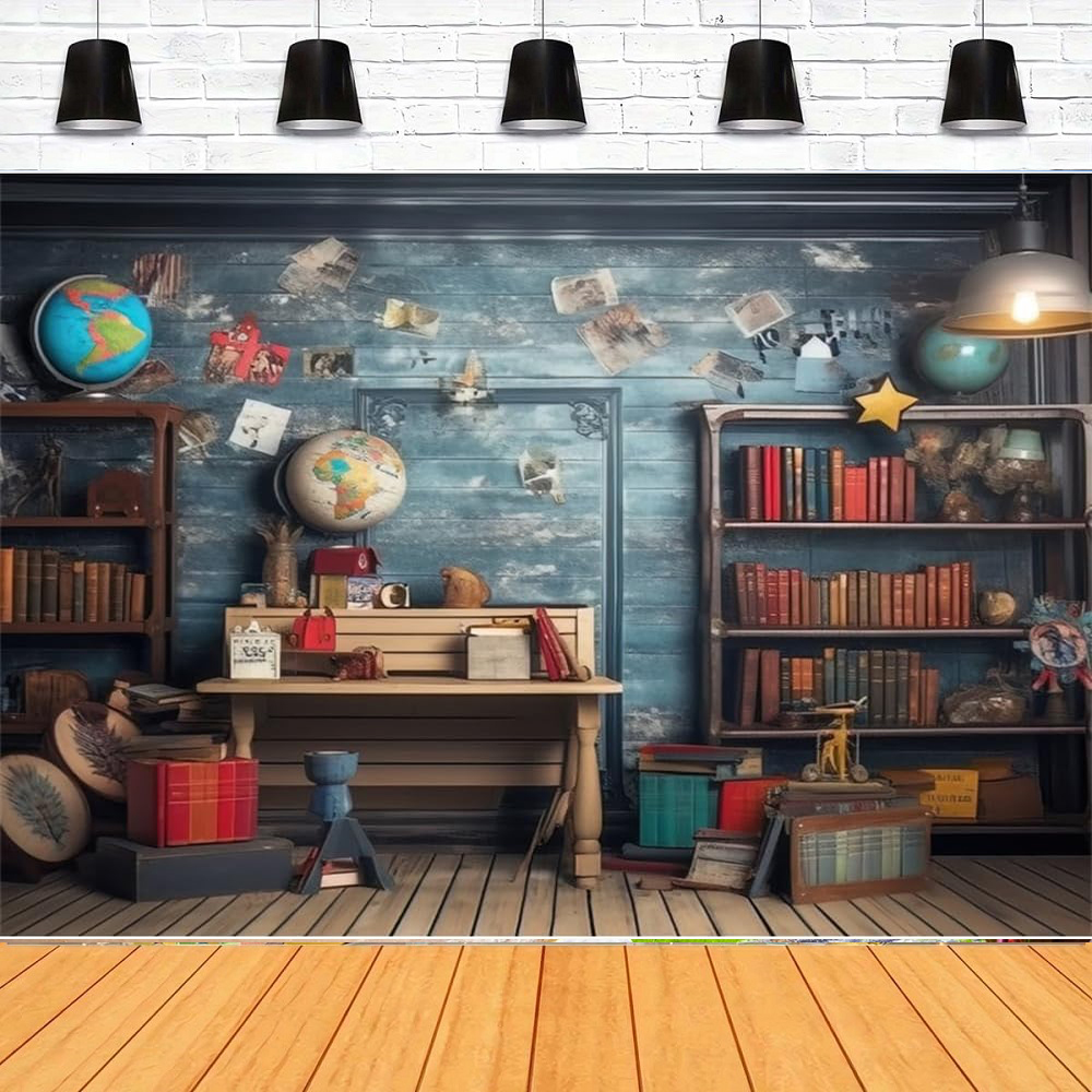 Photography Online - Photography Backdrop Back to School Bookshelf