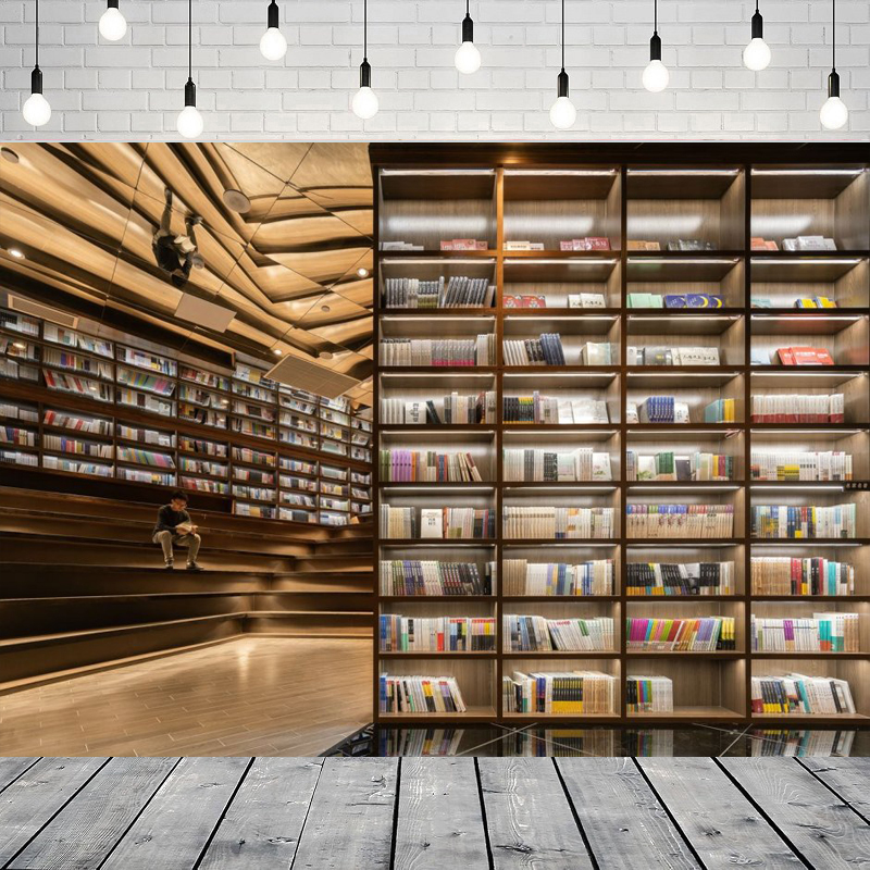 Photography Online - Bookshelf Photography Backdrop Modern Stylish Library