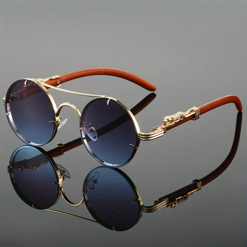 Photography Framing - Stylish Round Metal Frame Sunglasses -