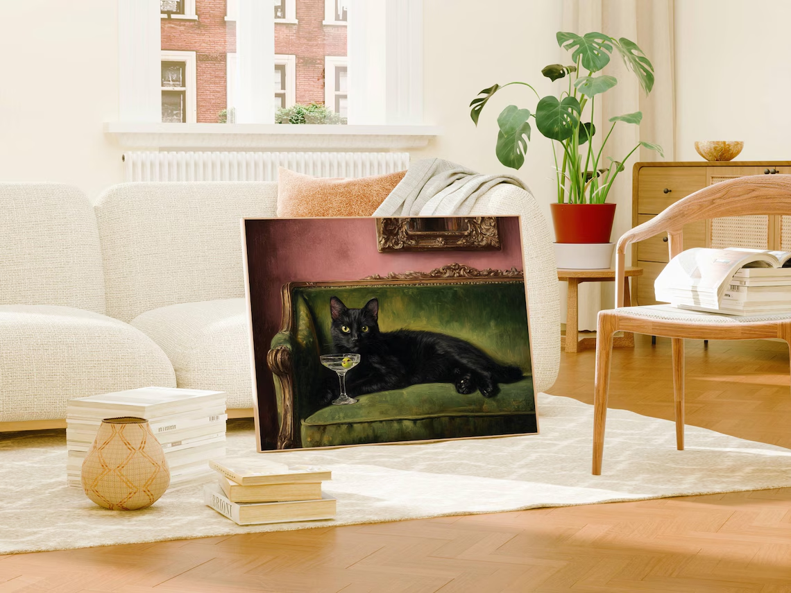Black Cat Martini Oil Painting - Photography Hobby recension och pris